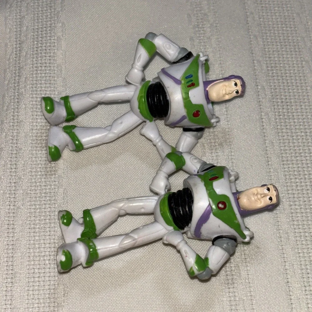 2 Disney Toy Story Buzz Lightyear PVC Figure Hands On Waist 3 inch